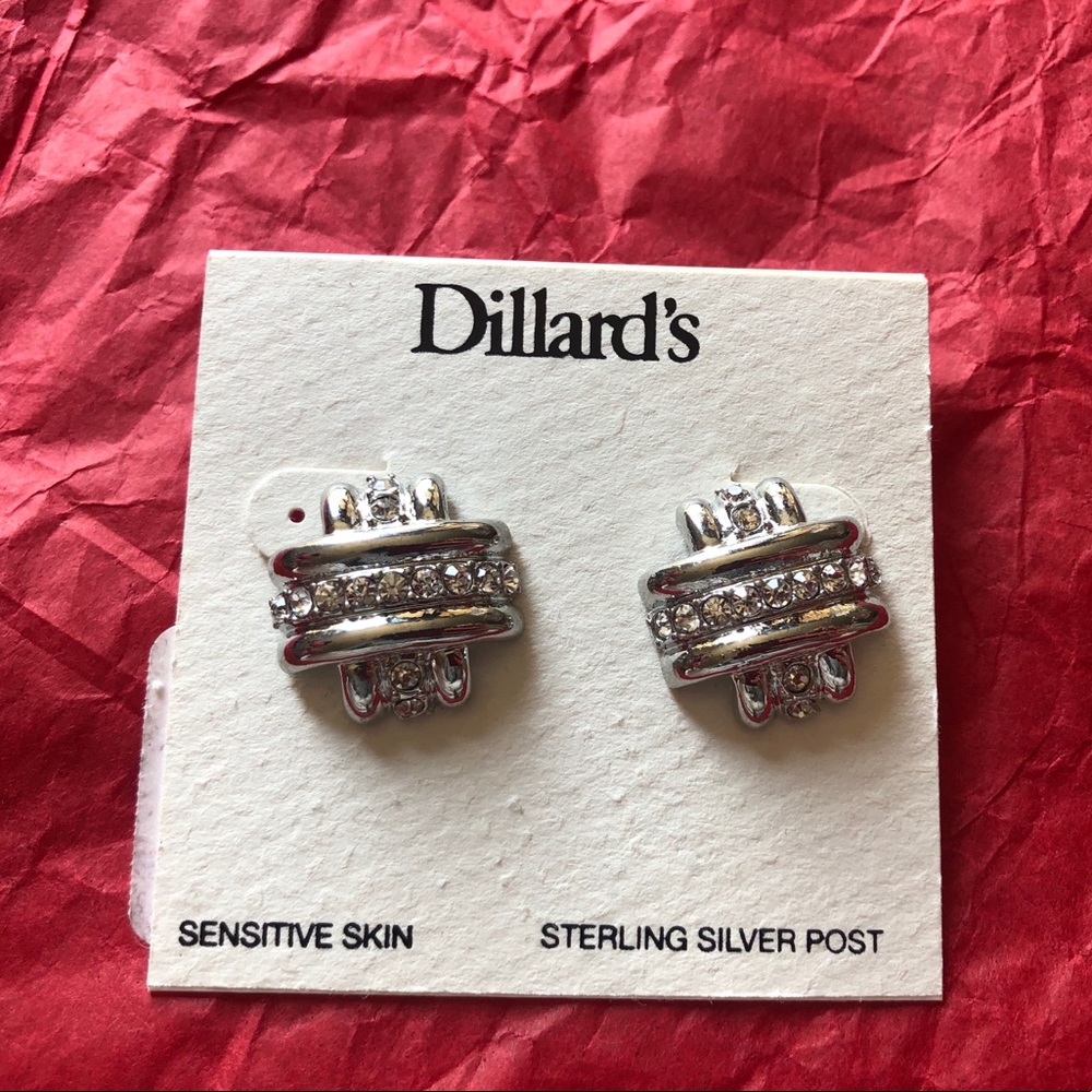 Dillards Earrings Sterling Silver Bling Rhinestone Earring Wrap Sensitive Skin